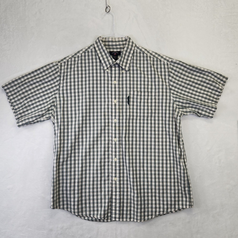 US Polo Assn‎ Mens Plaid Short Sleeve Button Up Shirt XL Green White Casual